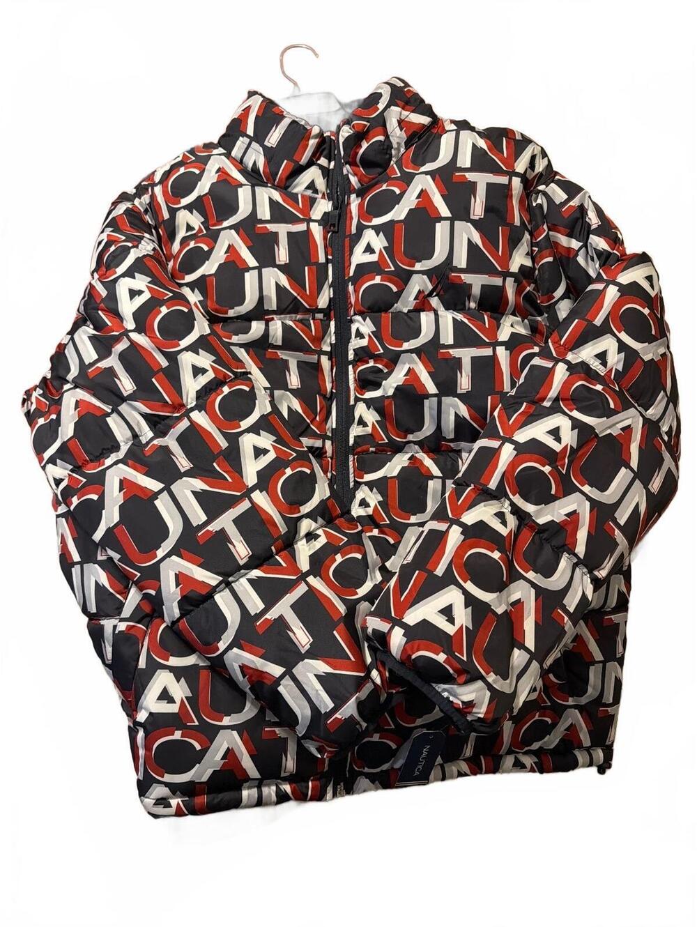 Nautica Men's Puffer Jacket with Bold Logo Print